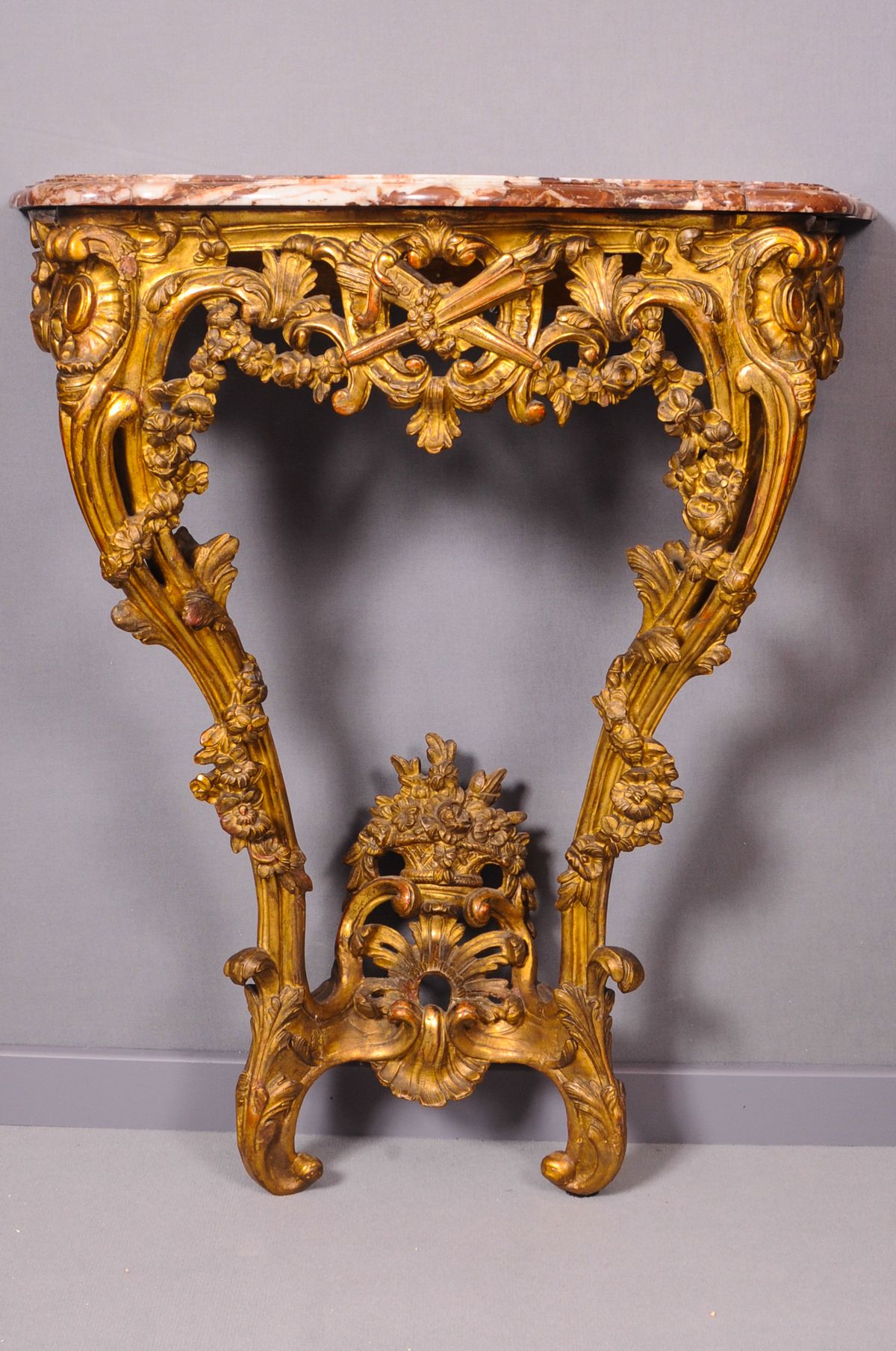 A French Transition giltwood console table with marble top, circa 1765 - image 1