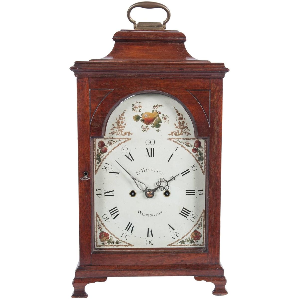 Een charmante mahoniehouten Engelse landelijke wandklok van Harrison, cica 1770. - afbeelding 1