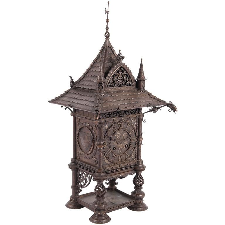 Very Nice and Decorative Wrought Iron Mental Clock, circa 1900 - image 1