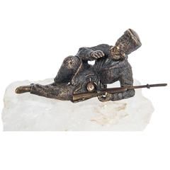 Russian Kozak Figure on Berg Crystal Base, Late 19th Century - afbeelding 1
