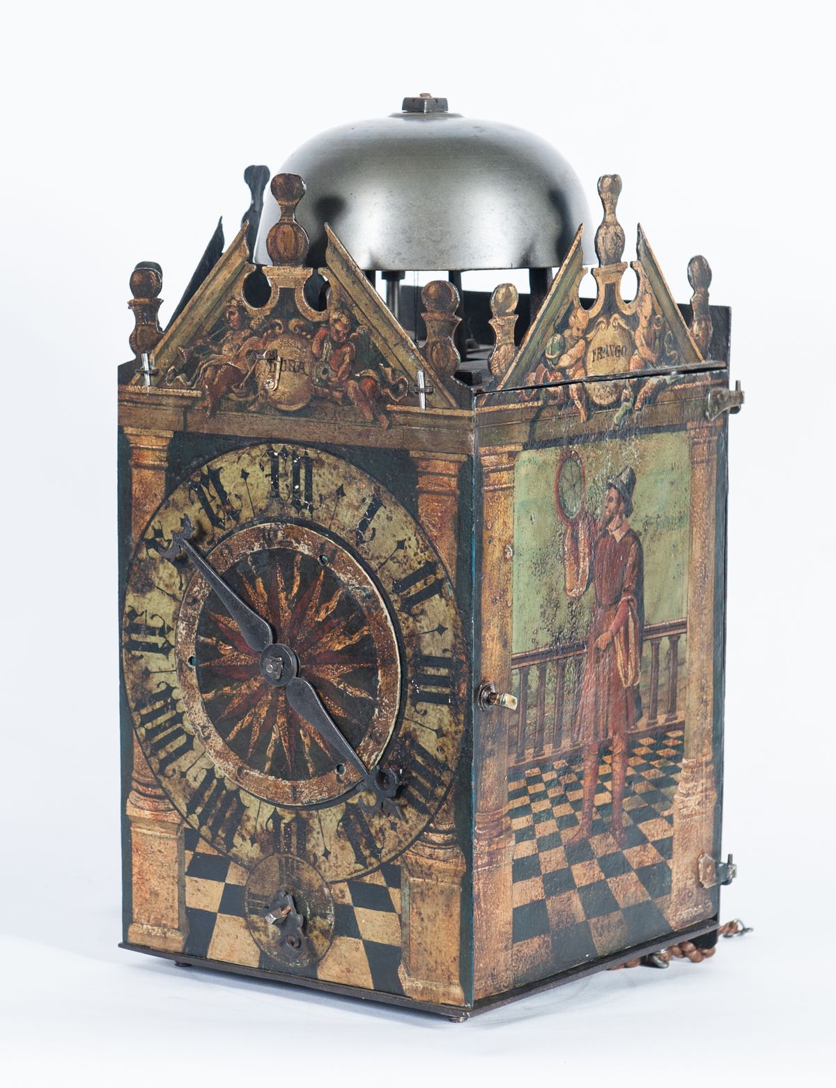 A very early German late 16th century painted chamber clock, circa 1580 - image 1