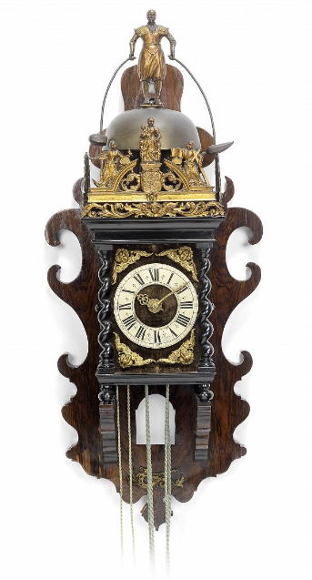 An early 18th century Zaandam wall clock with jaquemart - afbeelding 1