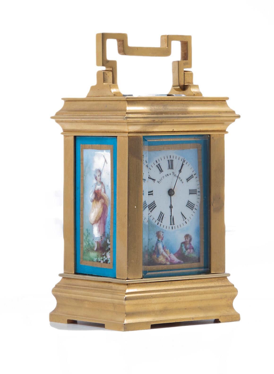 A charming small French 'Sevres' panelled ormolu carriage clock, circa 1900 - image 1