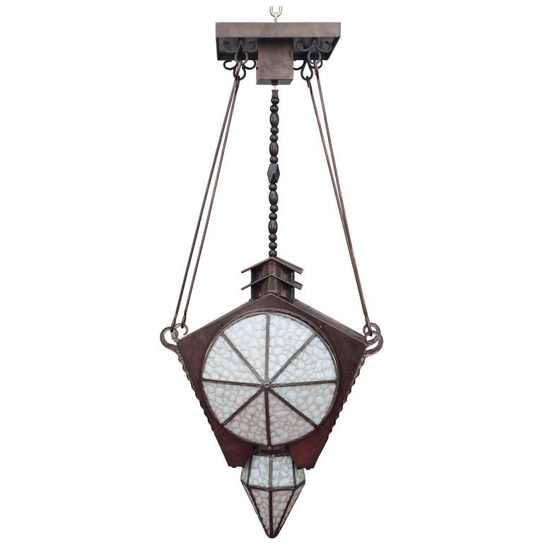 An unusual Amsterdam School Hanglamp from around 1900 - afbeelding 1