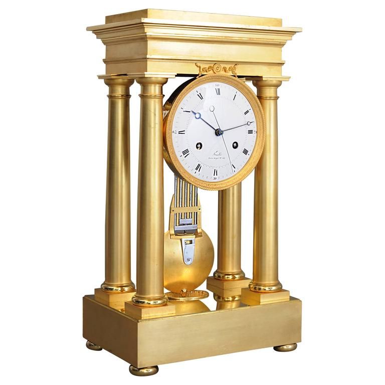 High quality early Empire four pillar mantel clock by Dieudonné Kinable - afbeelding 1