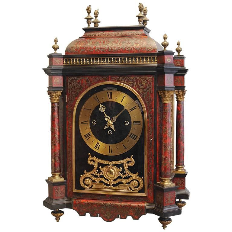 A good late 19th century English boulle work quarter chiming mantel clock - image 1