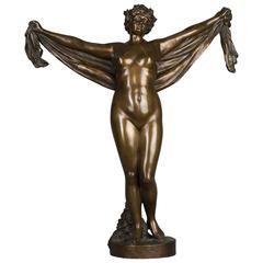 A nice patinated bronze of a nude lady holding a scarf, circa 1880 - image 1
