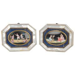 An unusual pair of octagonal paintings on porcelain with Lapis Lazuli, circa 1830 - image 1