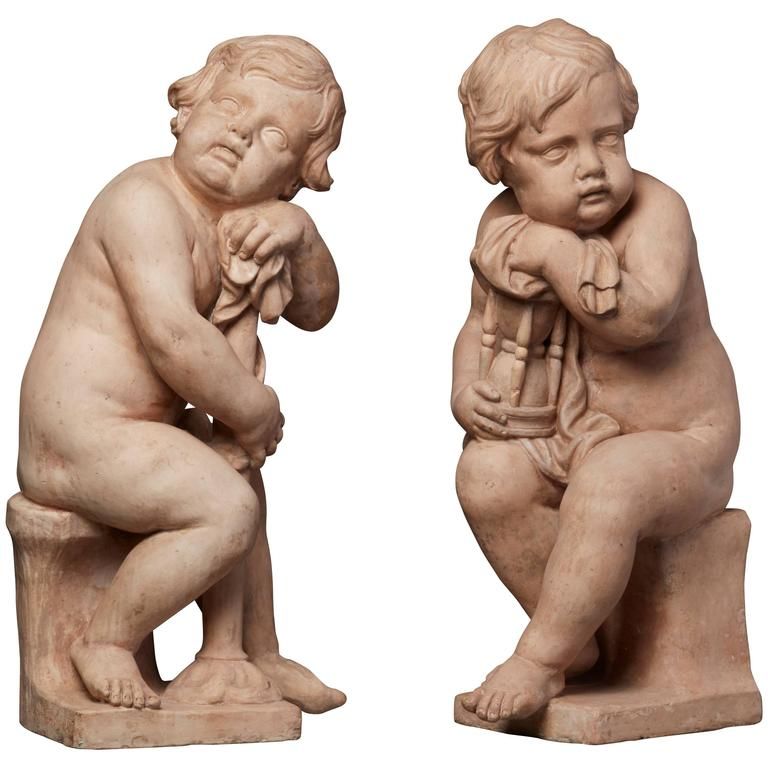 A pair of Terracotta putties sculptures signed by Mathieu de Tombay, circa 1837 - afbeelding 1