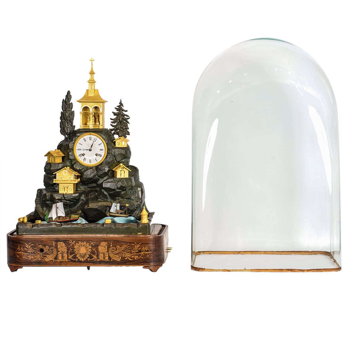 A French ‘Charles X’ Bronze Musical and Animated Mantel Clock, circa 1840