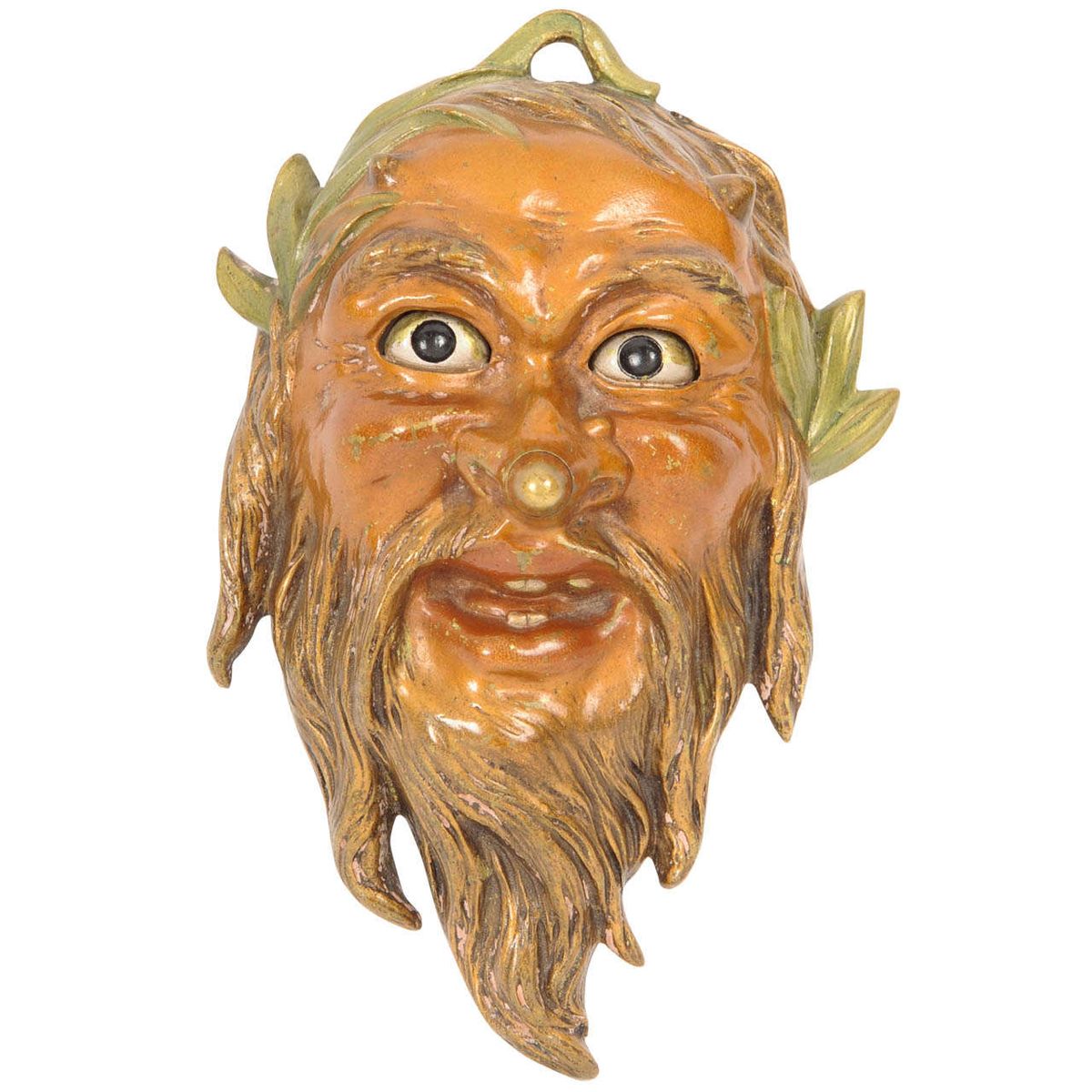 19th Century Cold Painted  Bronze Door Bell in the Form of the Mask