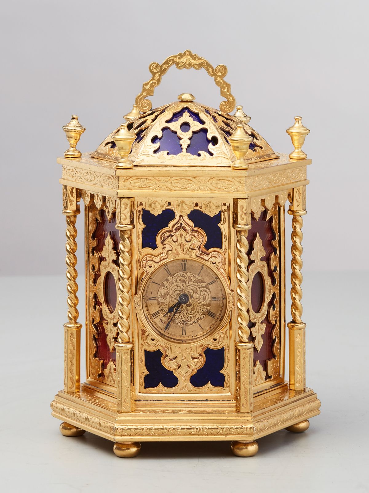 A very unusual hexagonal English 'Gothic Revival' travelling clock by Howell James, circa 1870 - image 1