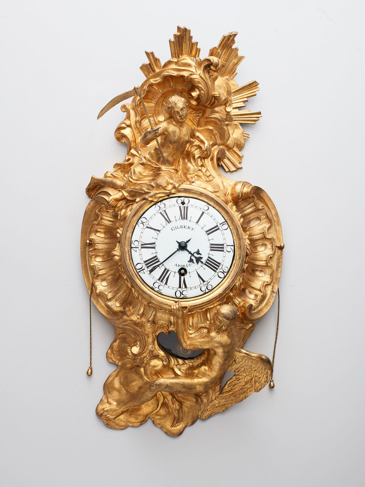 French 18th Century Louis XV bronze wall cartel clock, circa 1745 - image 1