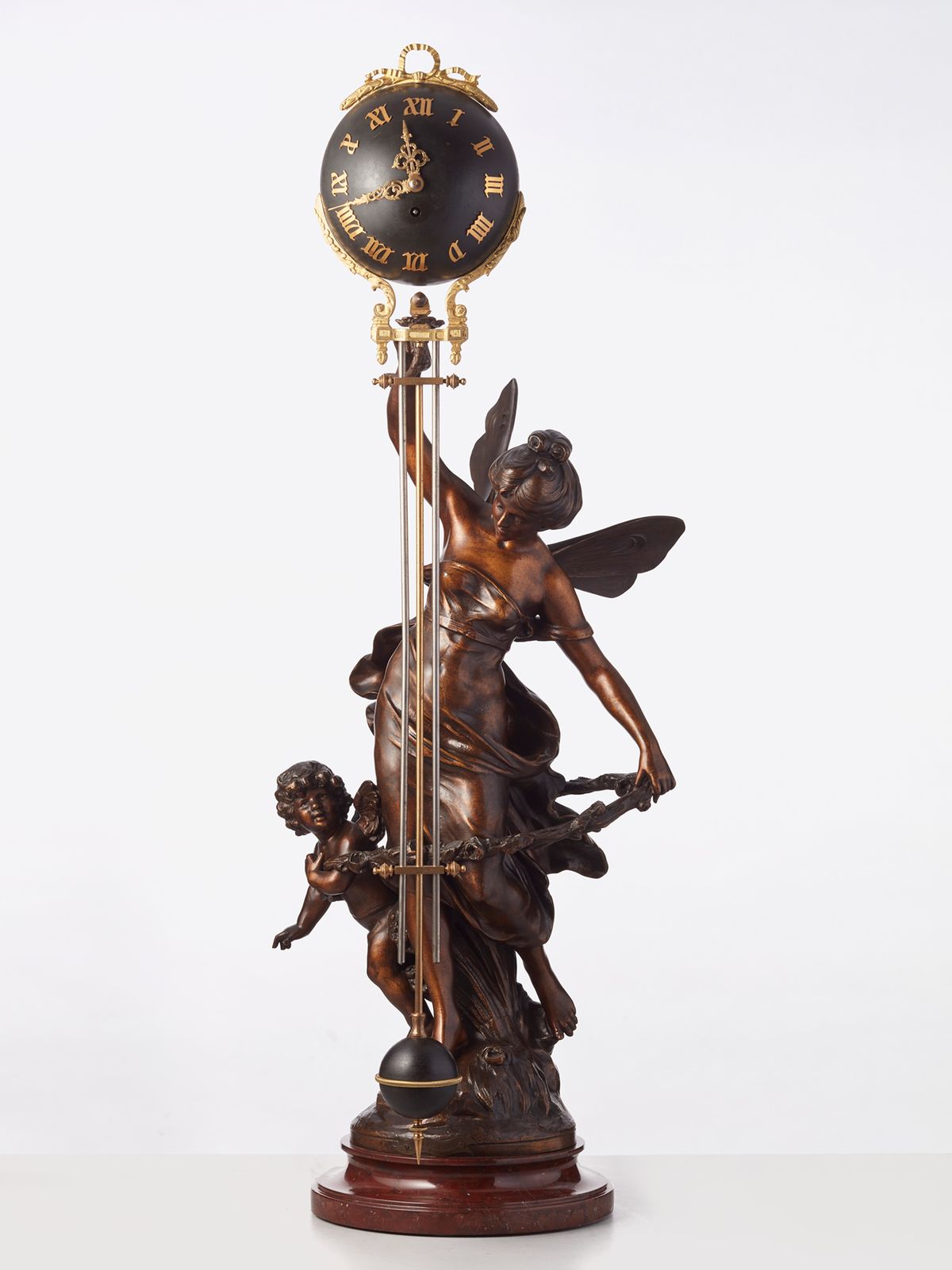 Een Franse Swinger (Mystery) klok van Auguste Moreau, circa 1900 - afbeelding 1