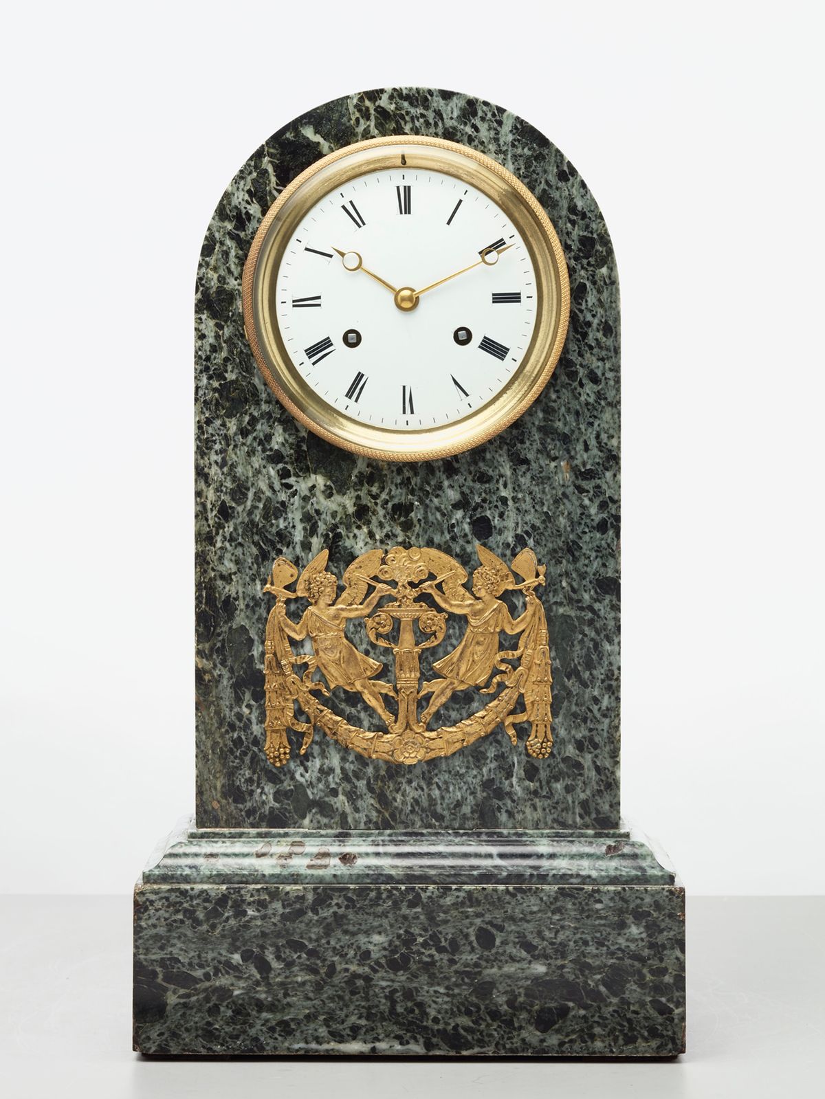 An elegant French green marble arched mantel clock, circa 1830 - image 1