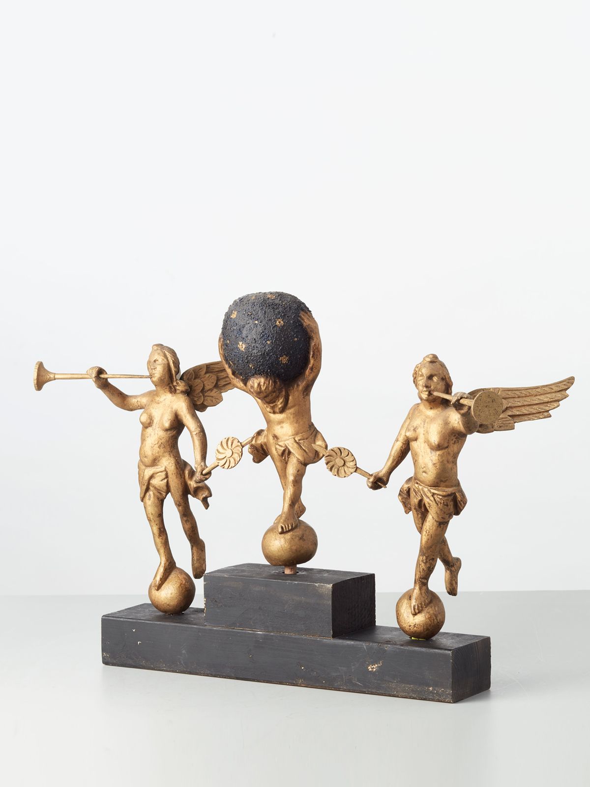 A set of Dutch wooden gilded long case clock figures, circa 1780 - image 1