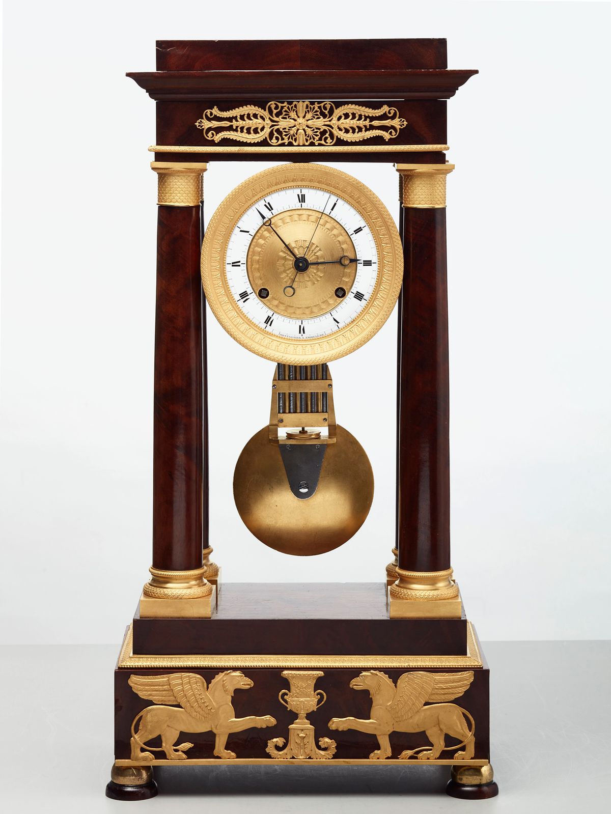 A French mahogany regulator ‘portico’ mantel clock by Montassier, circa 1820 - image 1