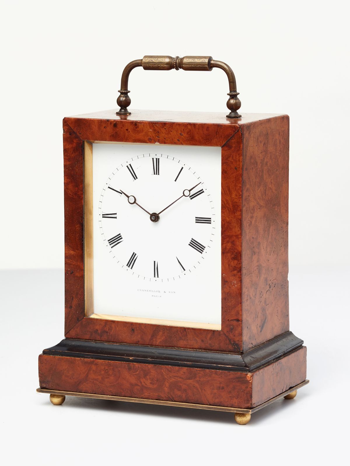 An elegant French burr-walnut ‘time-piece’ travelling clock, circa 1840 - image 1