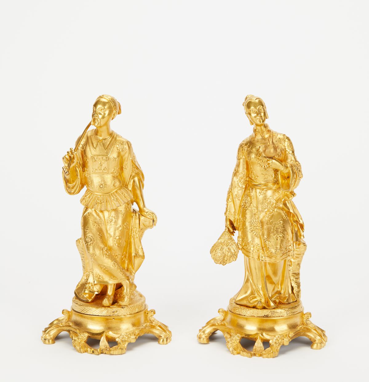 Louis XV style gildeld bronze asian style small statues - image 1
