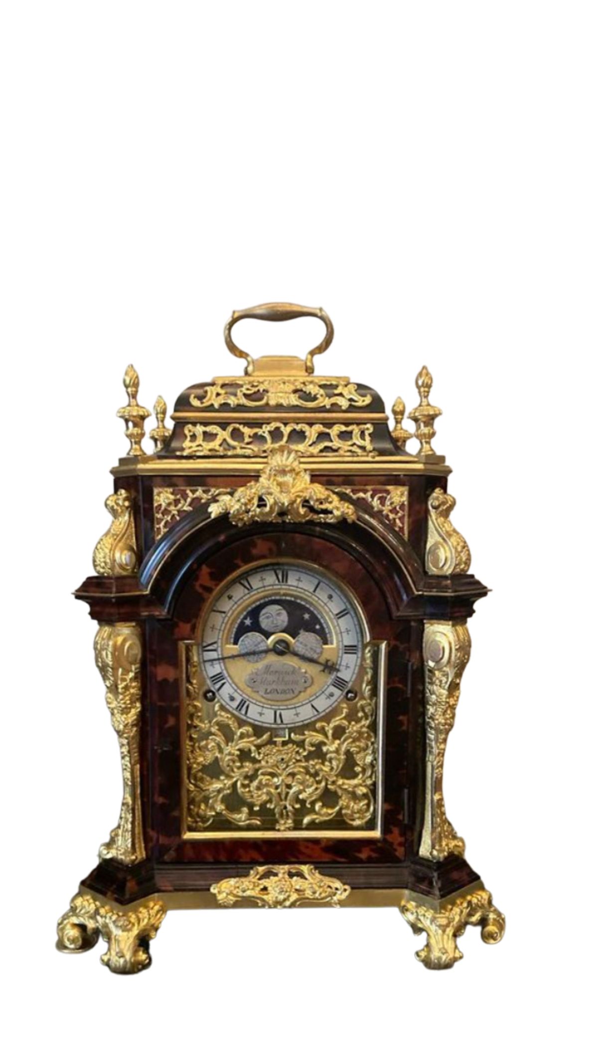 A very handsome Marwick Markham signed 19th century small bracket clock with moon phase - image 1