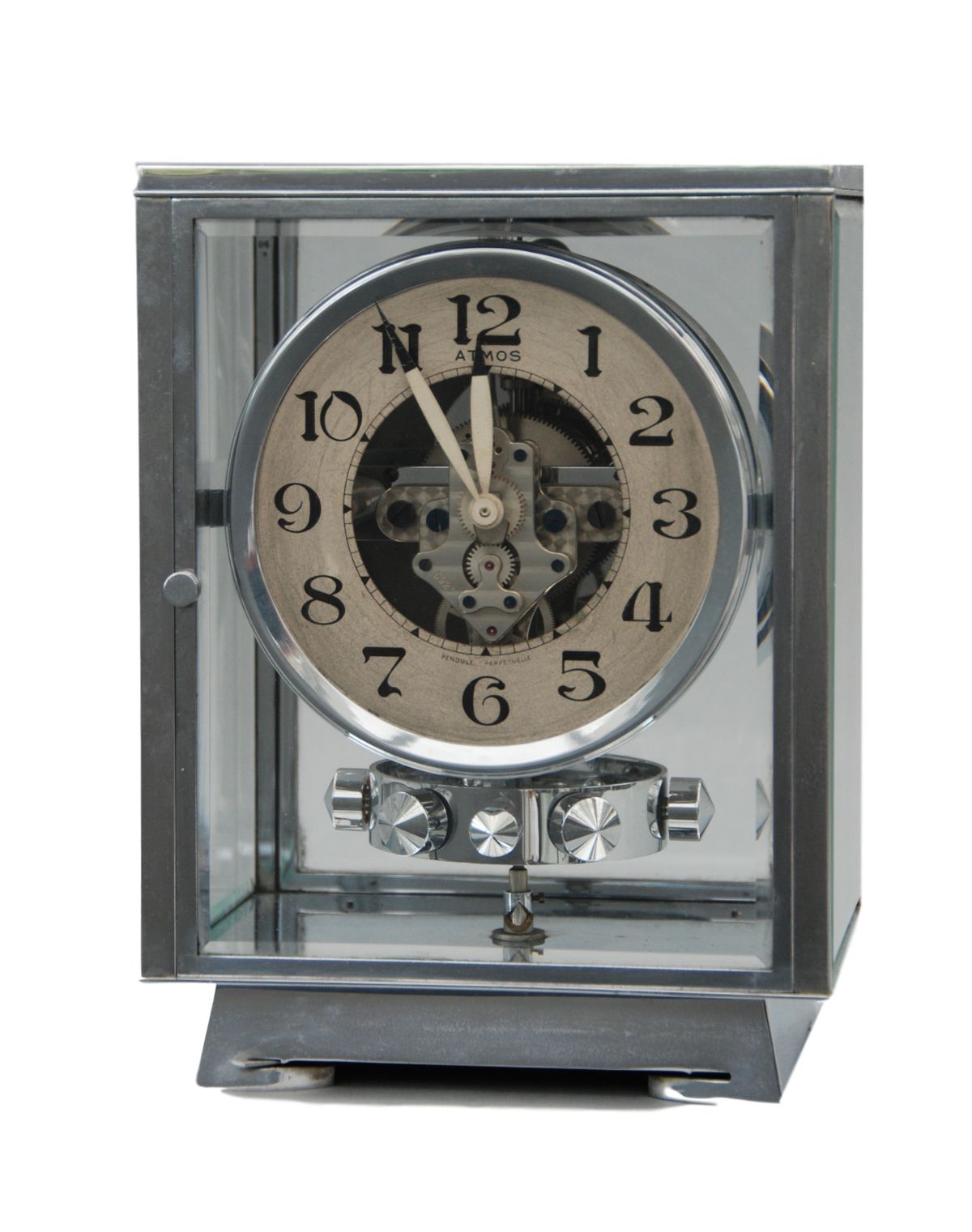 M115 Verchroomde art deco JL Reutter vier glazen Atmos klok - afbeelding 1