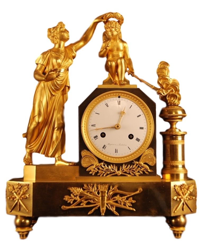 M68 Fraaie vergulde Franse pendule - afbeelding 1