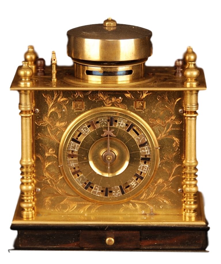J02 Miniature Japanese Pillar Clock. - afbeelding 1