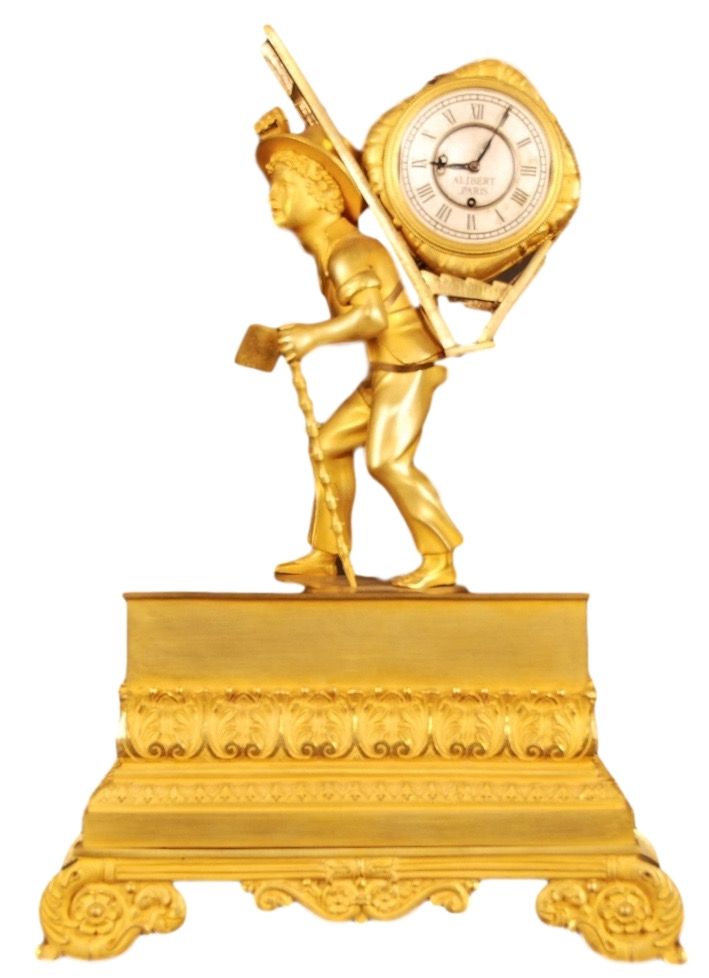 ABS-13 Gilt bronze ' portefaix' clock, miniature - afbeelding 1