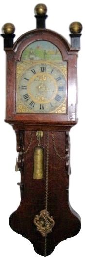 DW24 Bijzonder Fries staartklokje, zgn. kantoortje of notarisklok, ca. 1830, in volledig originele staat - afbeelding 1
