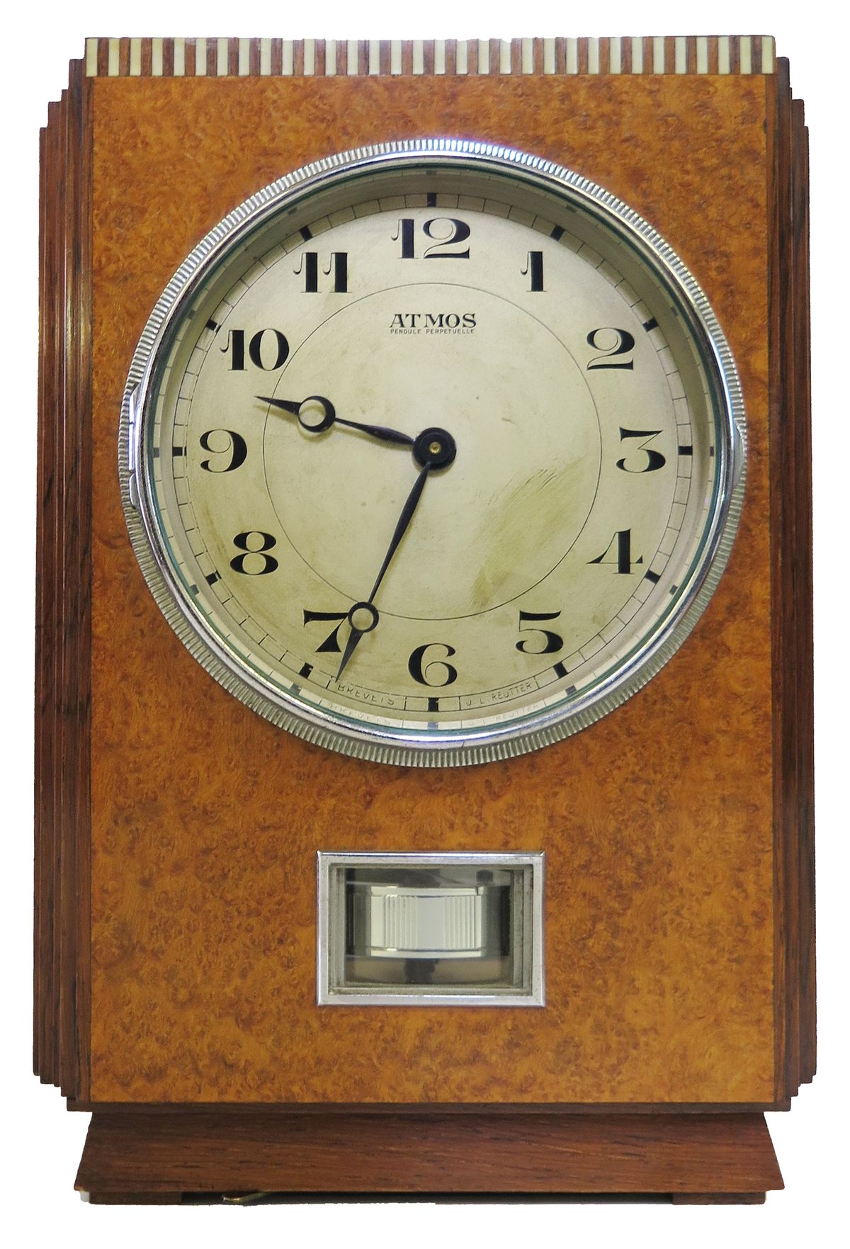 M217 Wooden Atmos clock, amboyna veneers, J.L. Reutter, model LG I, No 144 - image 1