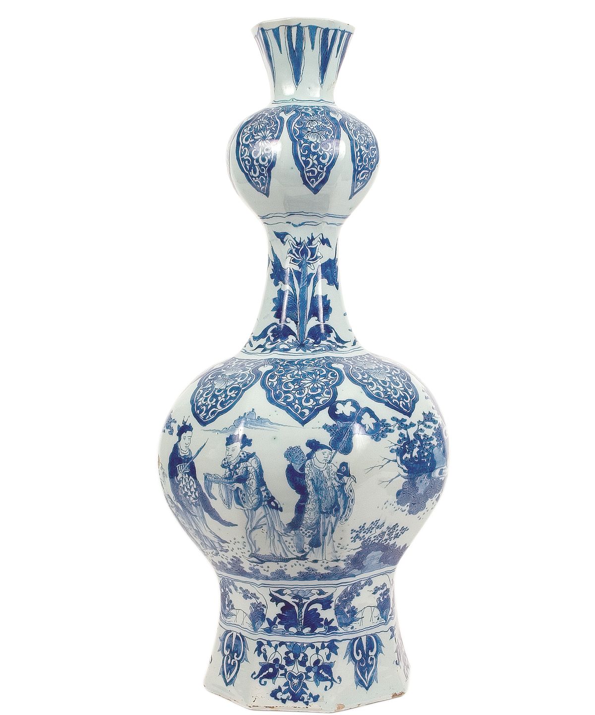 Een Blauw - Witte Knobbelfles Delfts Aardewerk