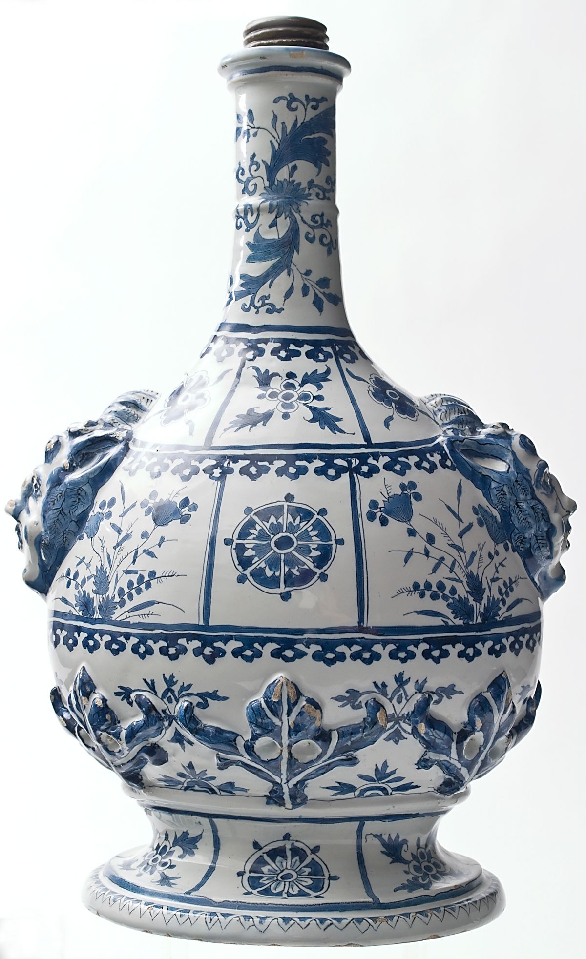A Pilgrim Bottle in Blue Delftware