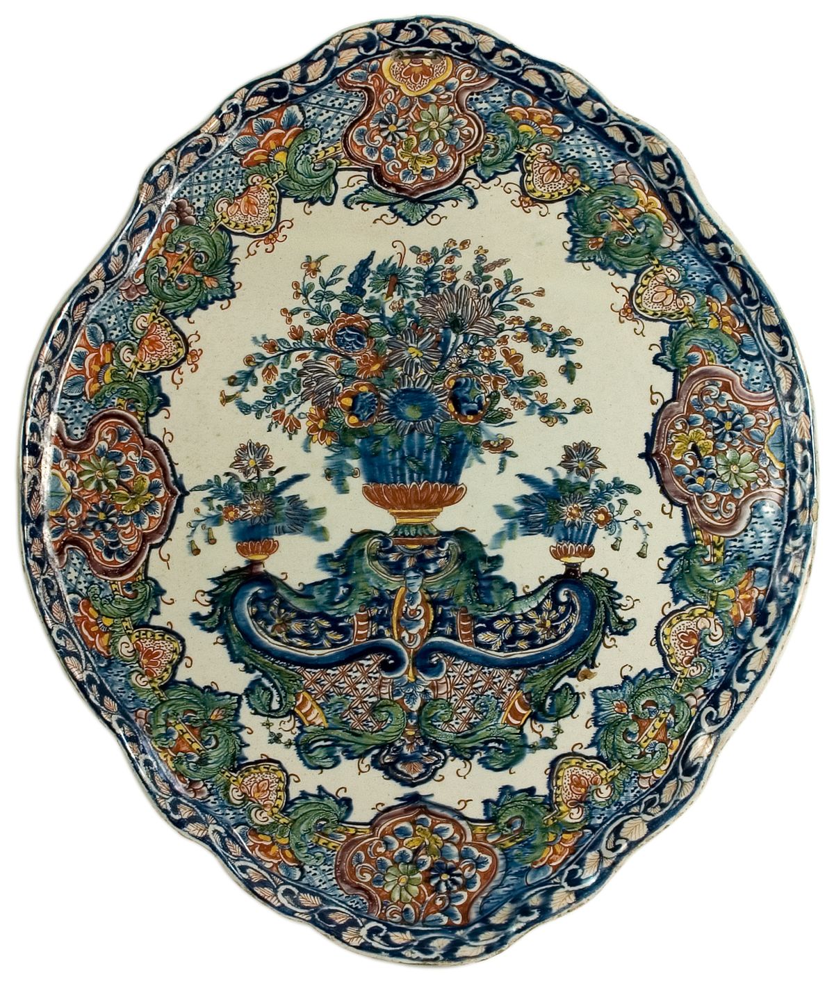 An Oval Plaque in Polychrome Dutch Delftware