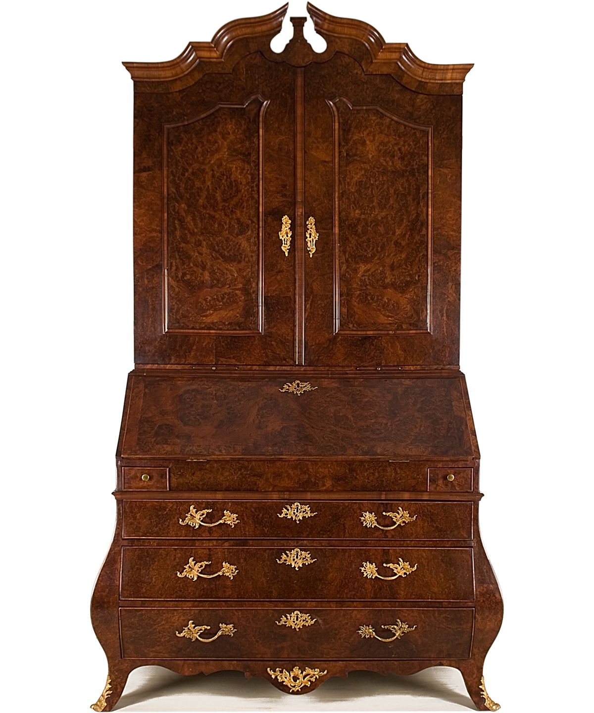 A Louis XV Burr - walnut Bureau Cabinet