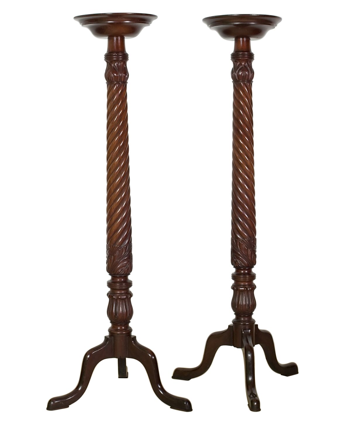 A Pair of English Mahogany Torcheres