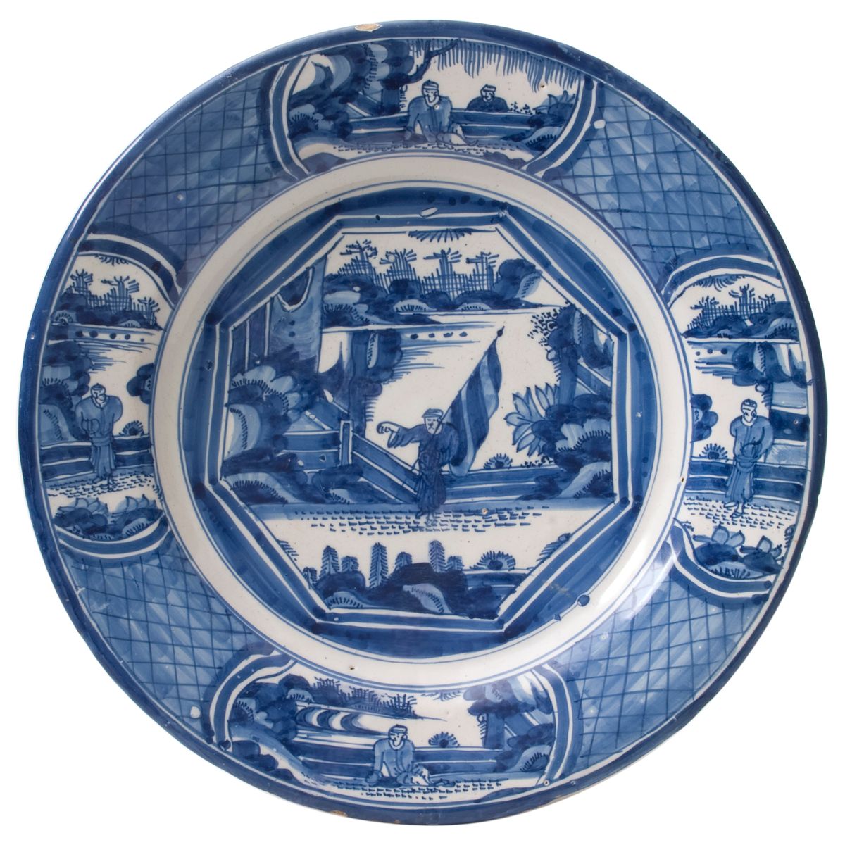 A Plate in Blue and White Dutch Delftware