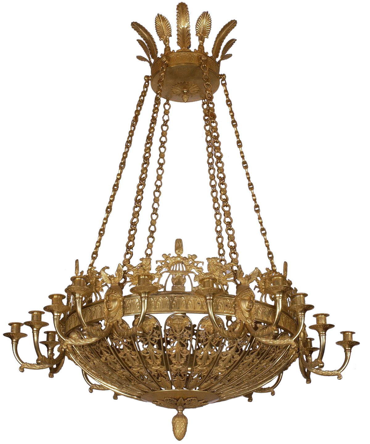 A Fire Guilded Bronze Eighteen-Lights Baltic Empire Chandelier