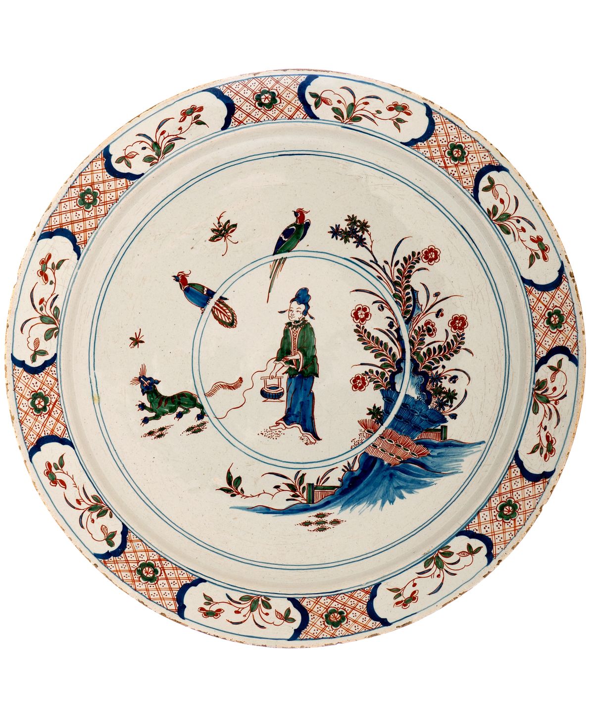 A Very Large Polychrome Chinoiserie Charger in Dutch Delftware - image 1