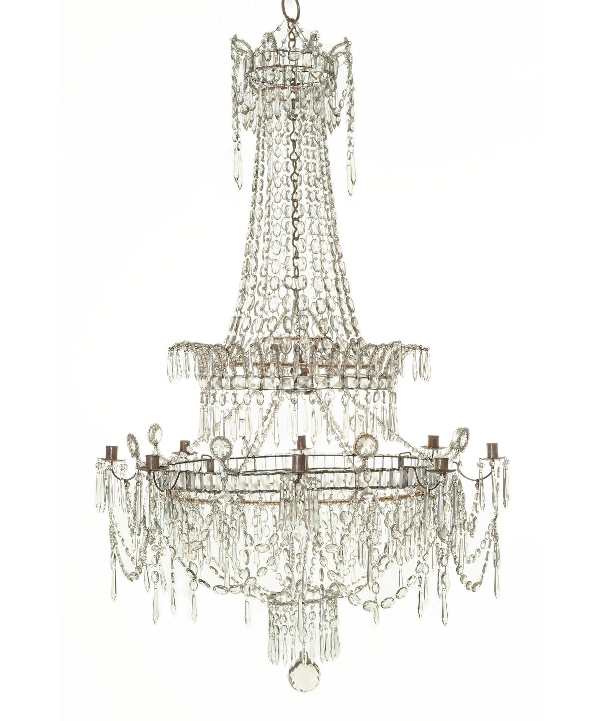 An Empire  Scandinavian  8-Lights Crystal Chandelier