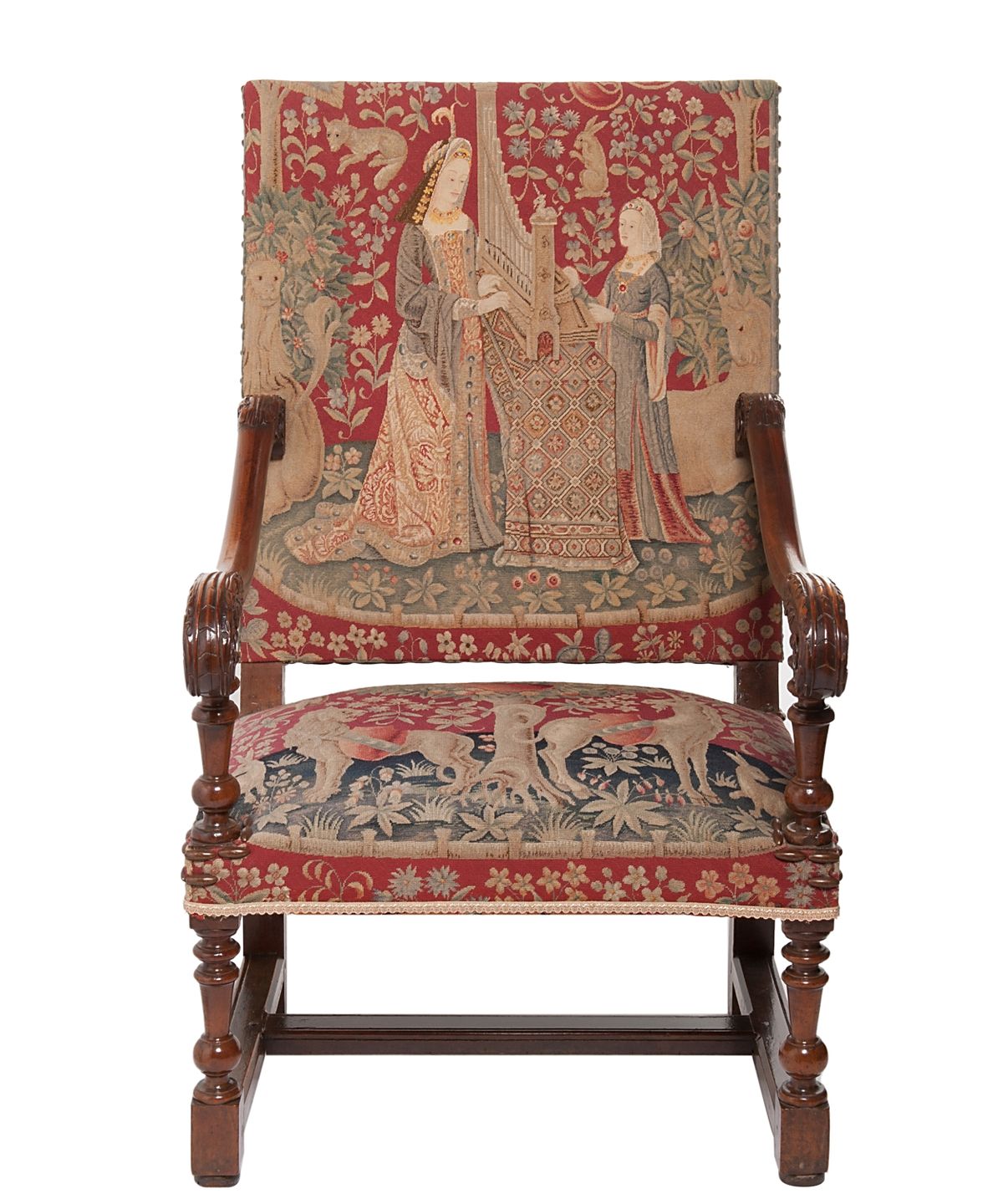A Good Tapestry Upholstered Walnut Louis XIV Arm Chair - image 1