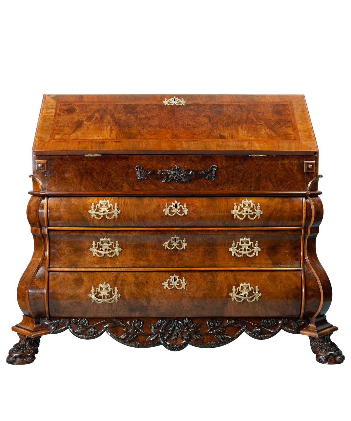 A Burr Walnut Klap Bureau - afbeelding 1
