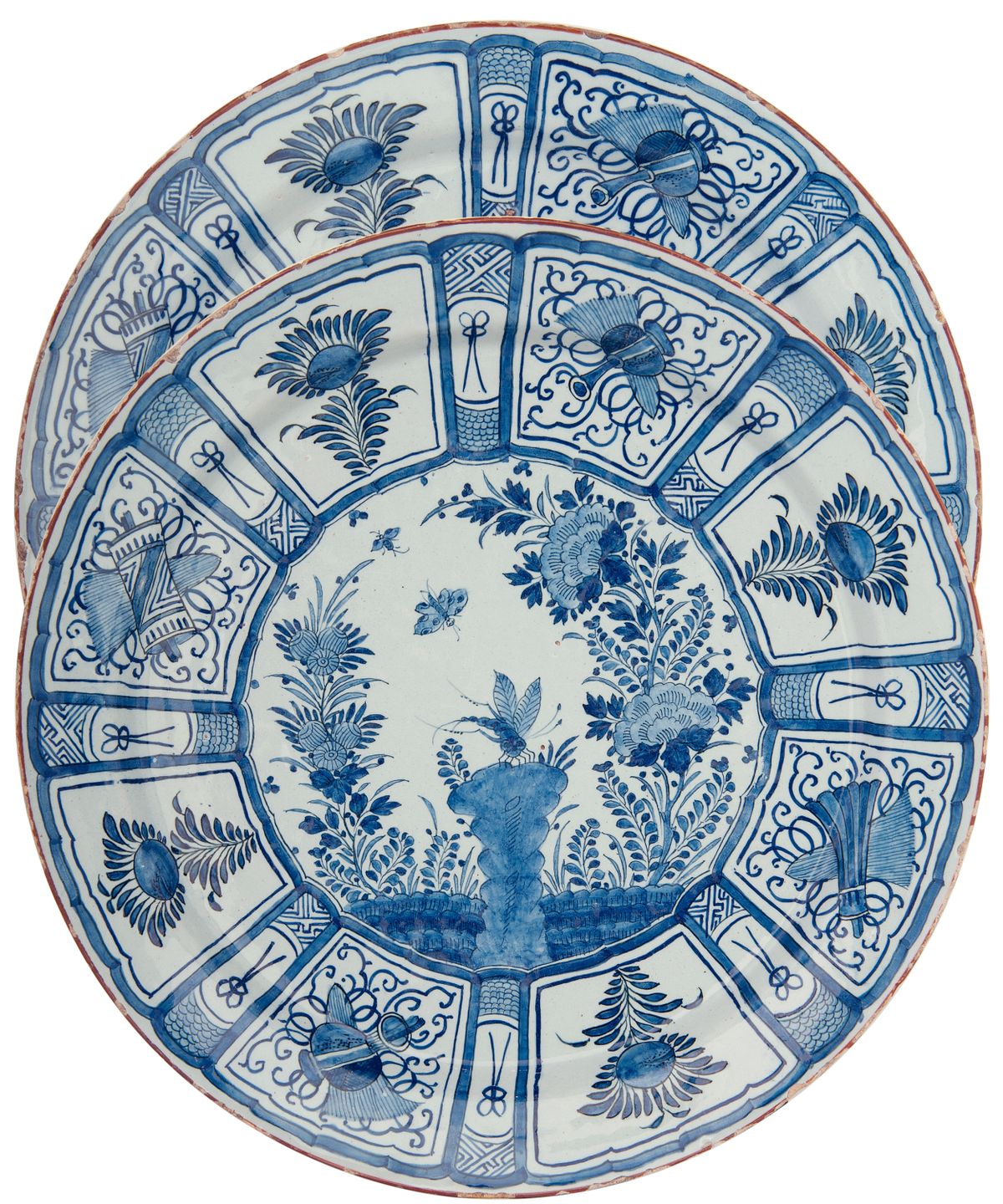 Een Paar Blauw Witte Delfts Aardewerk Schotels met 'Wanli' Decor - afbeelding 1