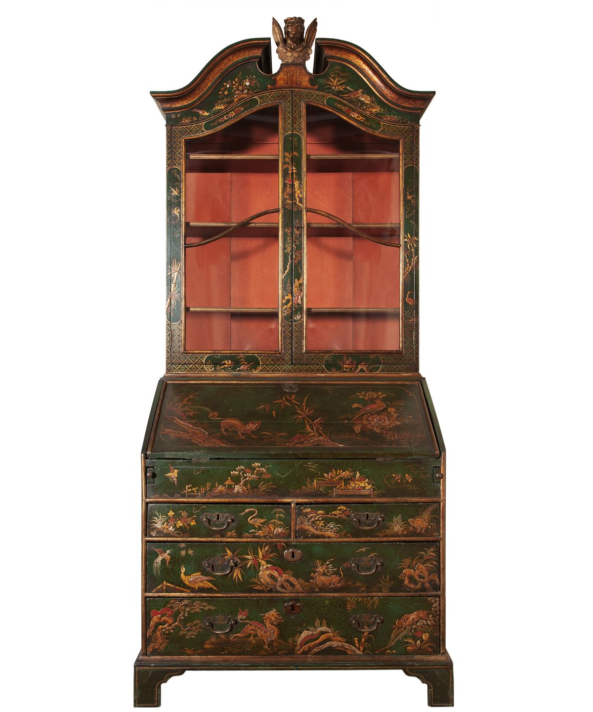An English Laqué Secretary Bookcase with Chinoiserie Decor - image 1