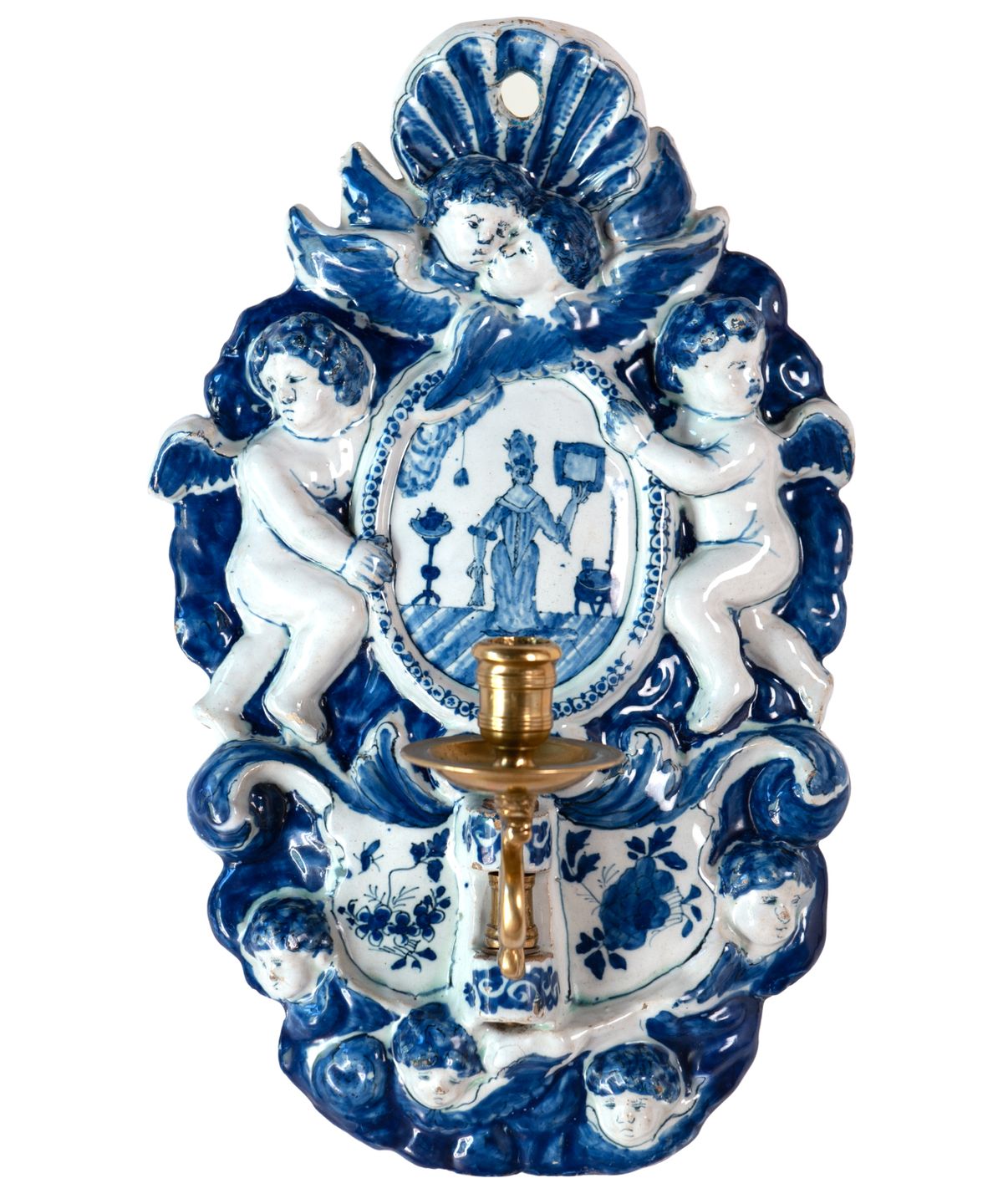 An Unusual Blue and White Dutch Delft Wall Sconce - image 1