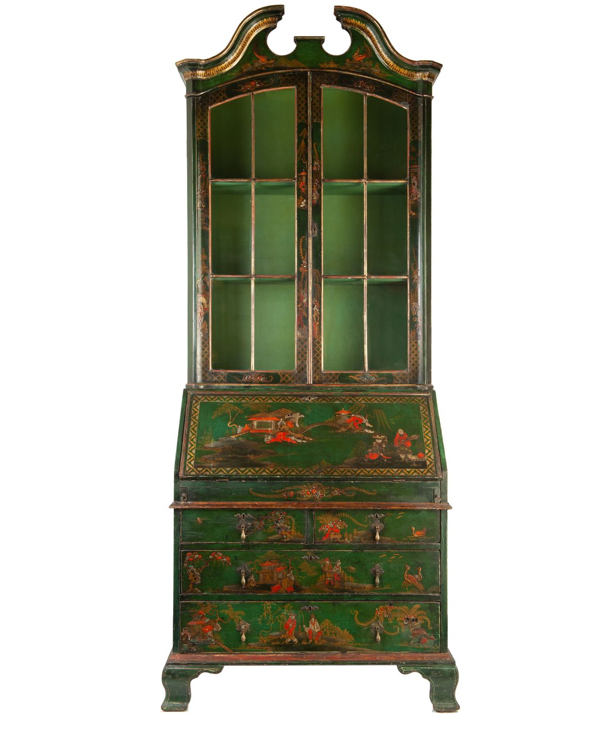 An English Laqué Secretary Bookcase with Chinoiserie Decor - image 1