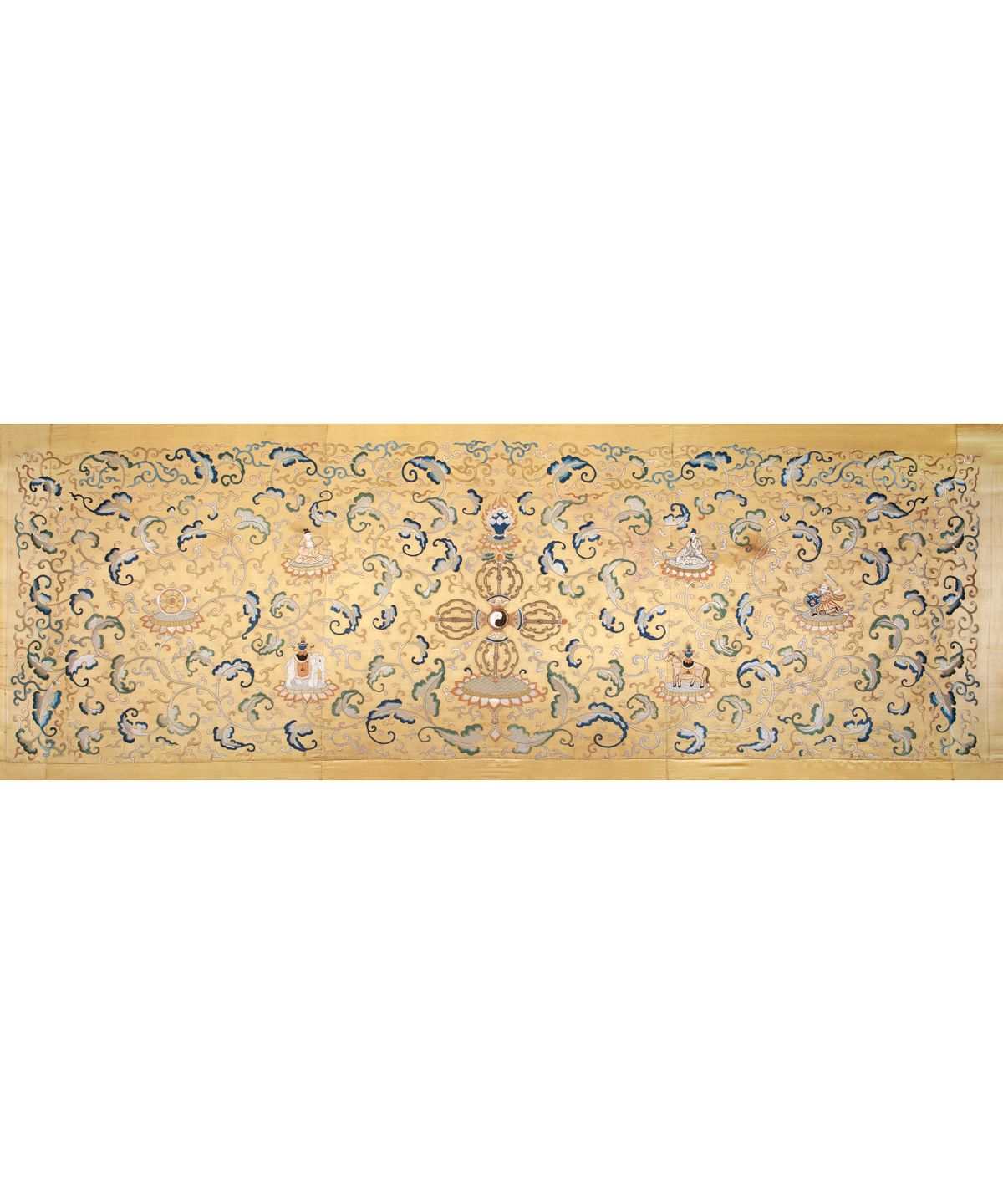 An Imperial Yellow-ground Embroidered Silk Panel - image 1