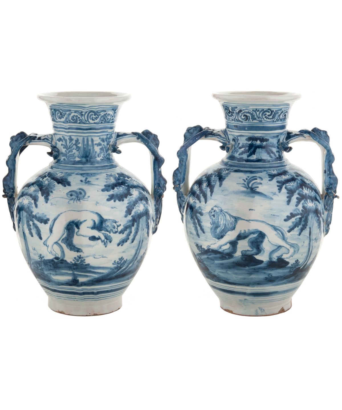 A Pair Tin-Glazed Earthenware Blue and White Vases - image 1