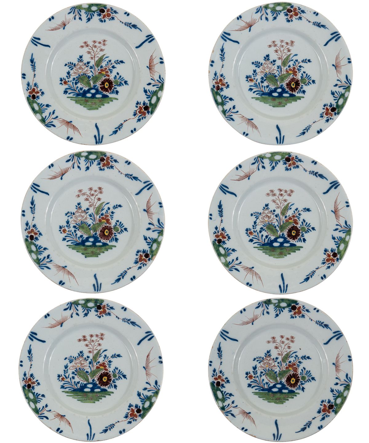 A Set of 6 Polychrome Dutch Delft Dishes - image 1