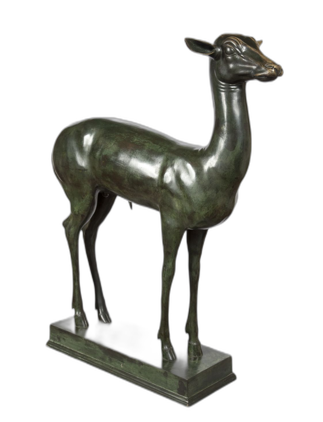 Eine elegante Bronzeskulptur eines Rehs