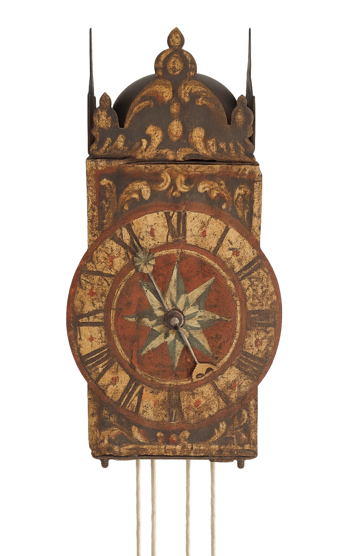 Renaissance Eisenuhr,polychrome Renaissance  iron wall clock, with balance. Circa 1650, South Germany.